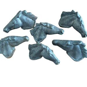 Horse Head Napkin Rings Lot of 6 Heavy Metal Ranch Farm Western